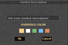 Market description window with UnderOld color choices